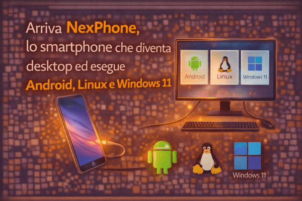 Arriva NexPhone lo smartphone che diventa desktop ed esegue Android, Linux e Windows 11