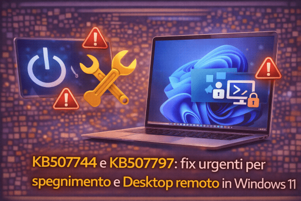 KB5077744 e KB5077797 Windows 11 corre ai ripari su spegnimenti anomali e Desktop remoto