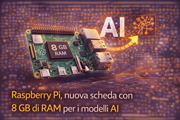Raspberry Pi, nuova scheda con 8 GB di RAM per i modelli AI