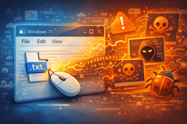 Blocco Note di Windows 11 vulnerabile esecuzione di codice remoto con un clic su un file di testo