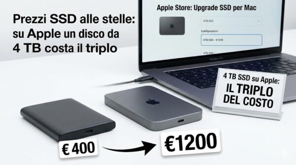Prezzi SSD alle stelle su Apple un disco da 4 TB costa il triplo