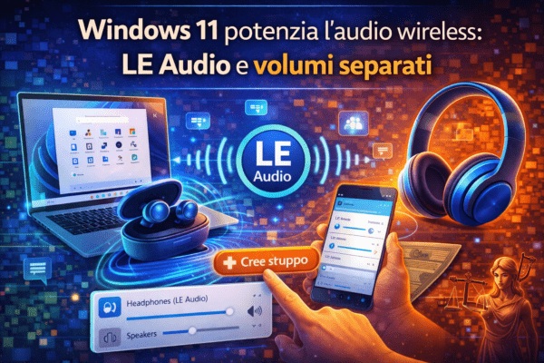 Windows 11 potenzia l’audio wireless LE Audio e volumi separati