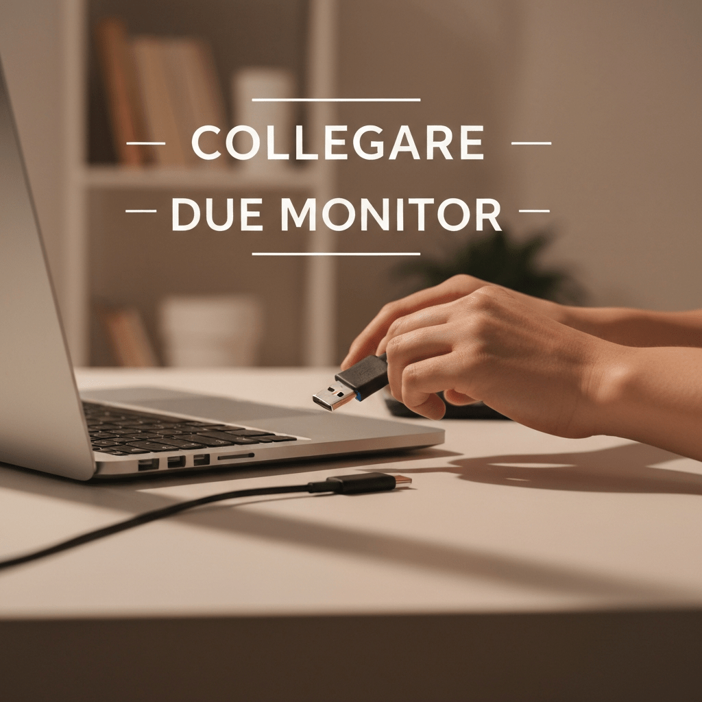 Two monitors connected to a laptop for extended desktop.