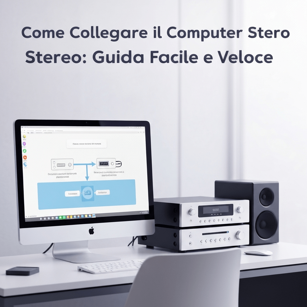 Computer connected to stereo system.