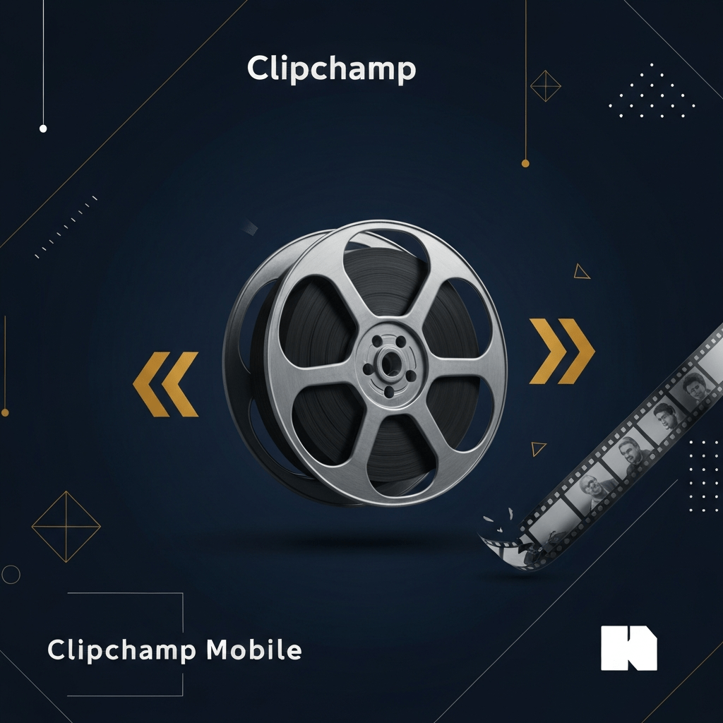 Microsoft Clipchamp mobile app download page on a smartphone.