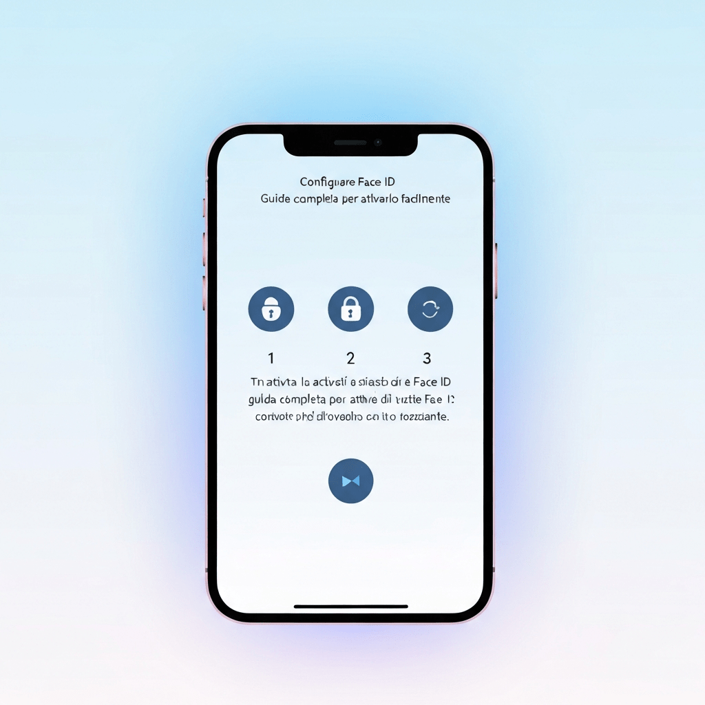 Person's face with glowing blue overlay for Face ID setup
