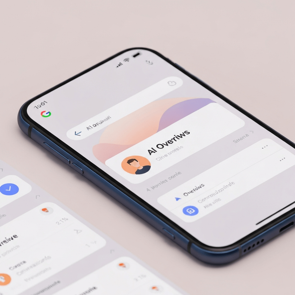 Gmail AI Overview banner with conversation bubble and search icon.