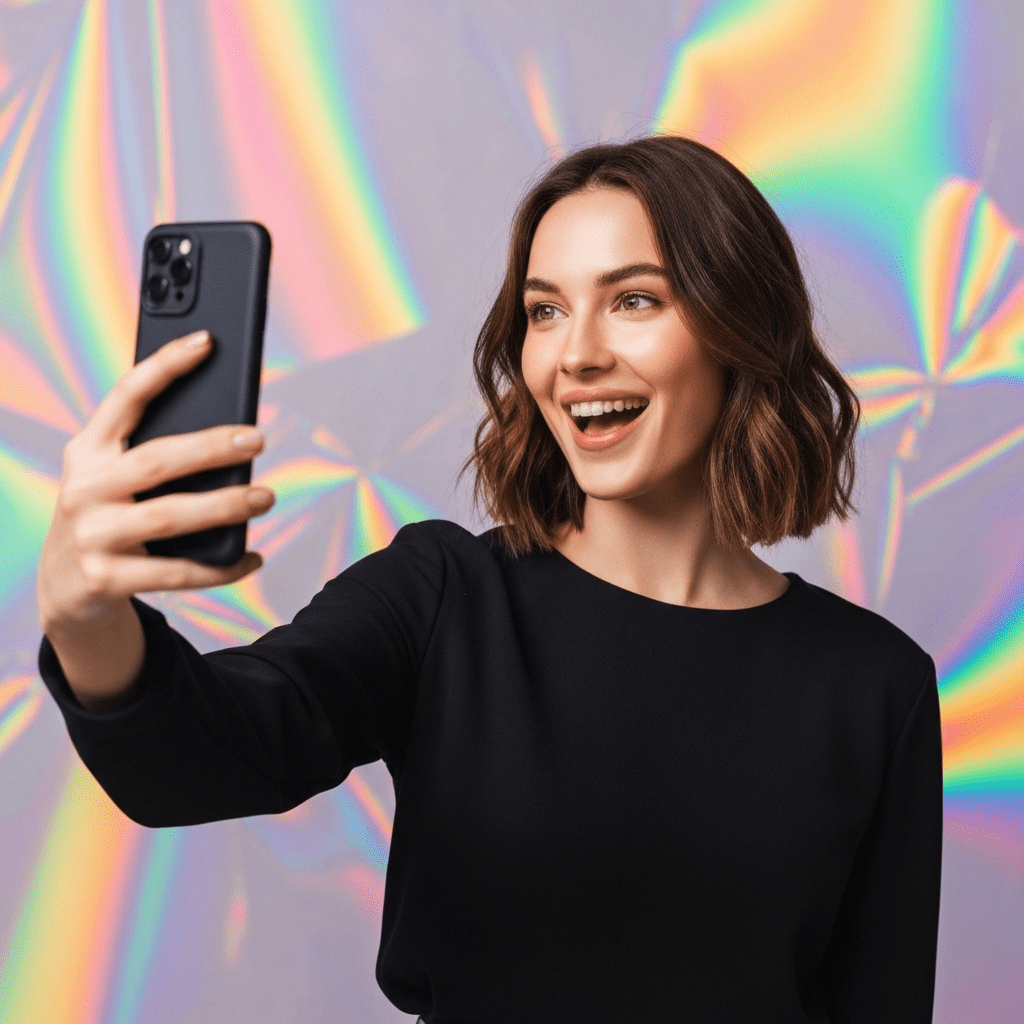 Google Photos selfie with AI editing tools.