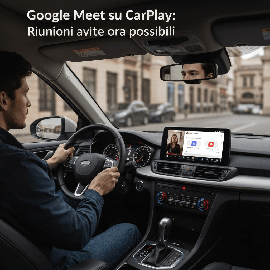 Google Meet on CarPlay, allowing meetings while driving.