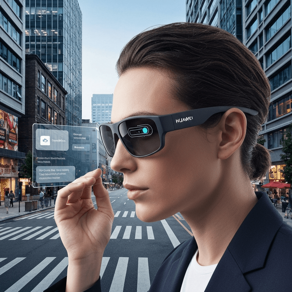Huawei smart glasses with integrated video and voice assistant.