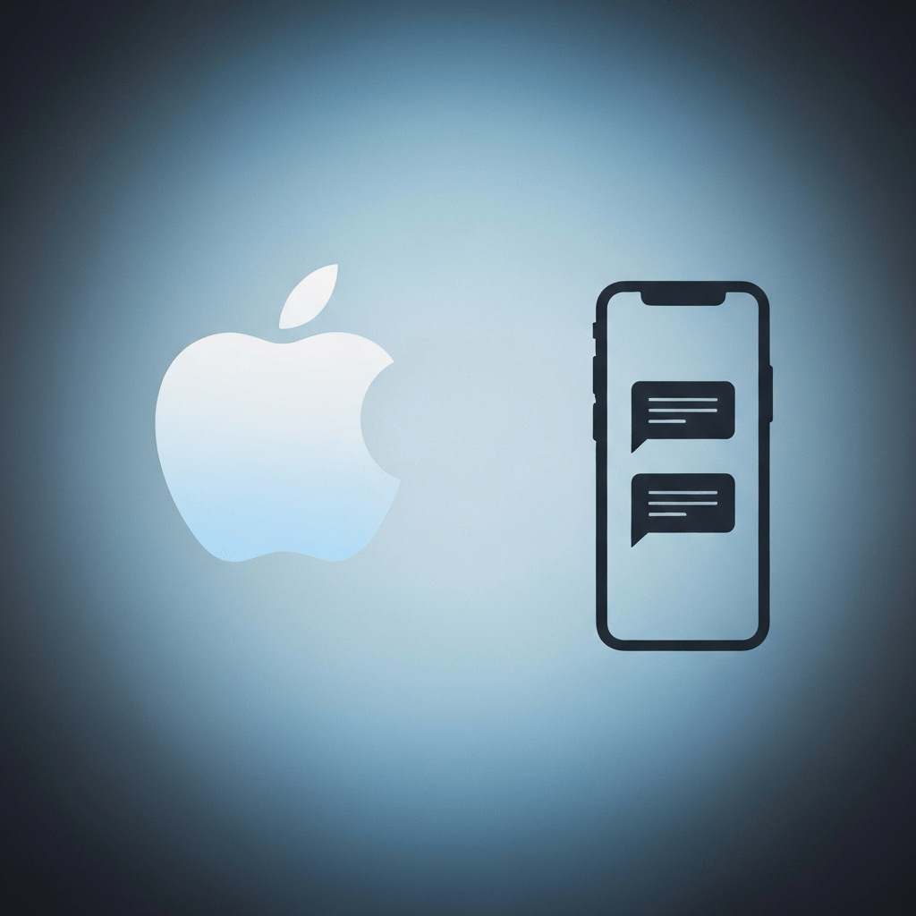 An Apple logo overlaid on a glowing, abstract digital network representing AI integration.