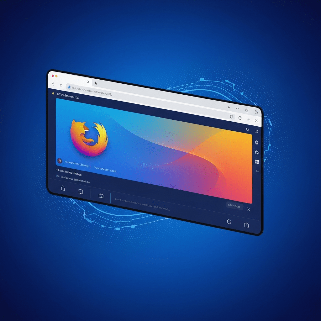 Firefox browser interface showing updated design and privacy features.