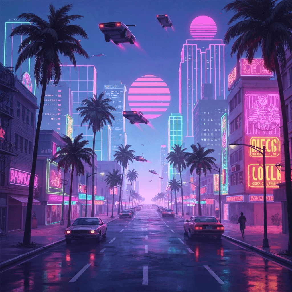 Logo for the video game Grand Theft Auto VI displayed against a vibrant pink and purple gradient background.