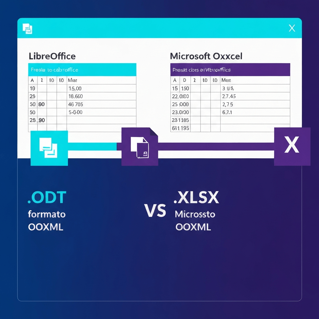 A LibreOffice document opened on a screen displaying a notification about format compatibility with Microsoft OOXML.