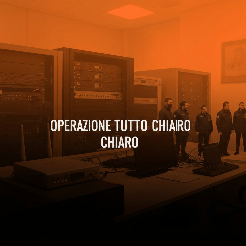 Guardia di Finanza officers review documents during a financial investigation.
