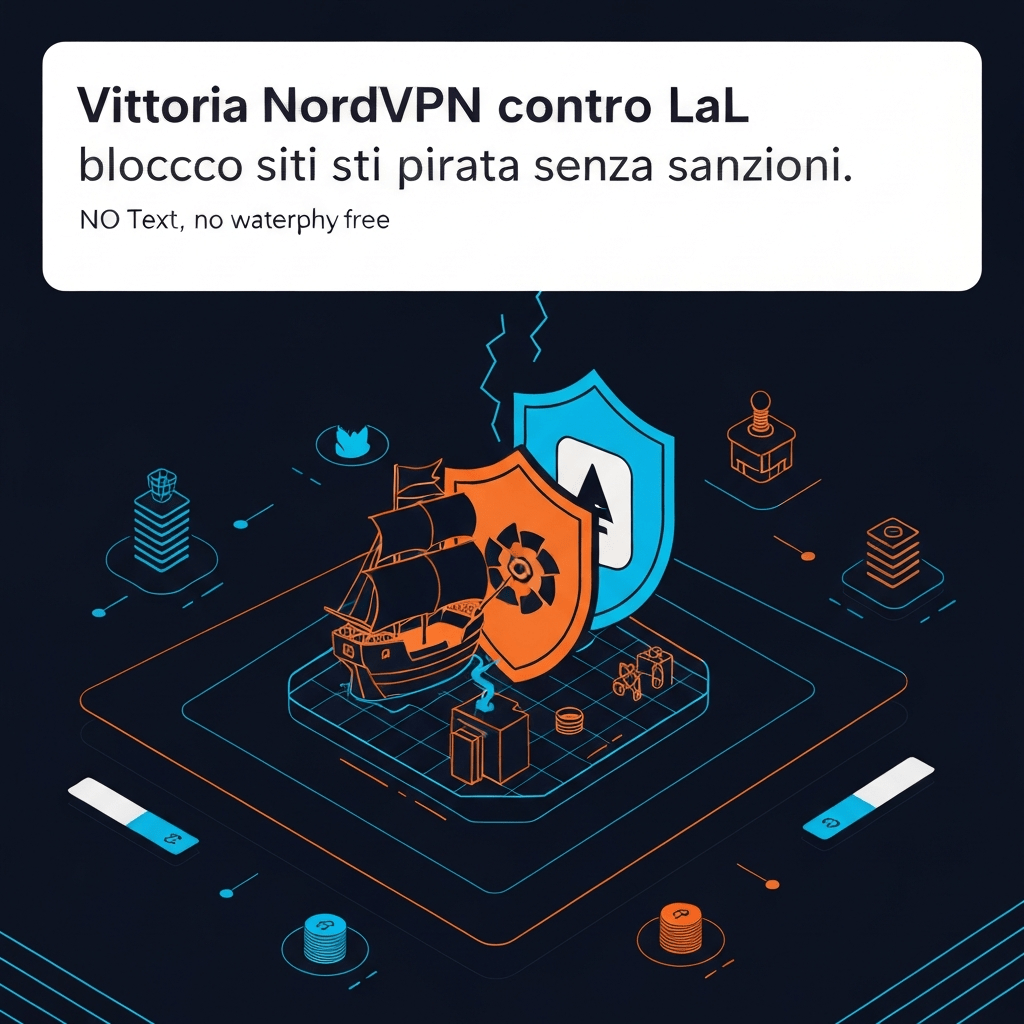 NordVPN logo with a shield blocking a pirate website.