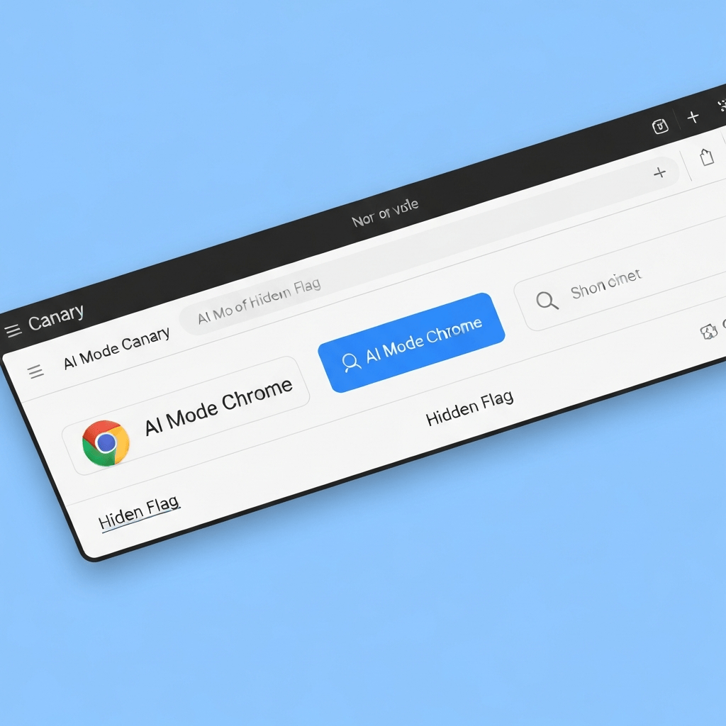 Chrome Canary settings page showing AI search options, including a hidden flag.