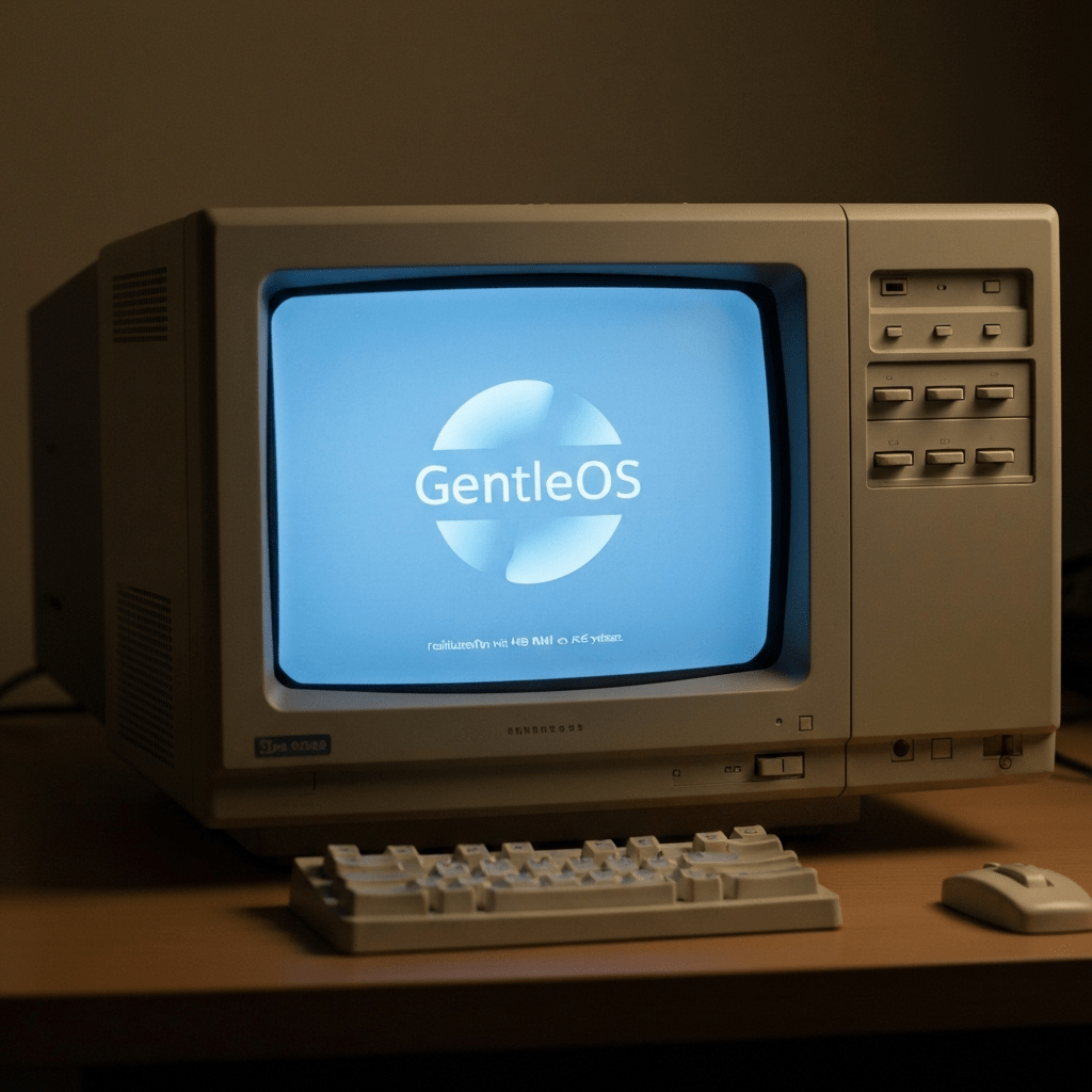 GentleOS running on an old PC with 4MB RAM on an x86 system.
