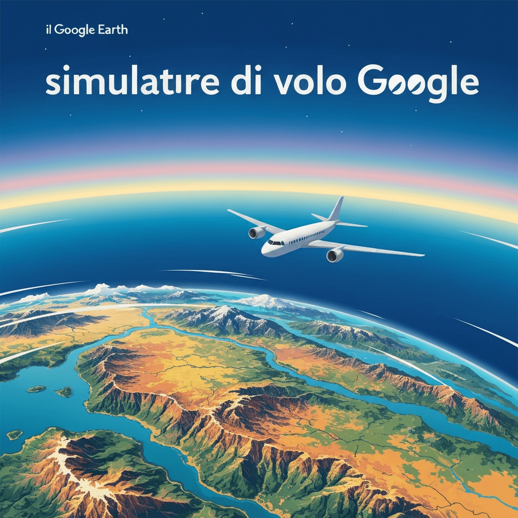 Google Earth flight simulator showing a city from above.