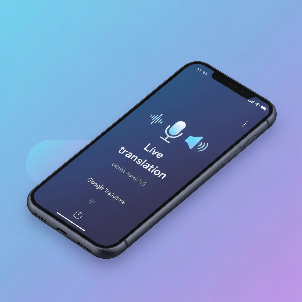 Man using Google Translate's real-time voice translation with Gemini.