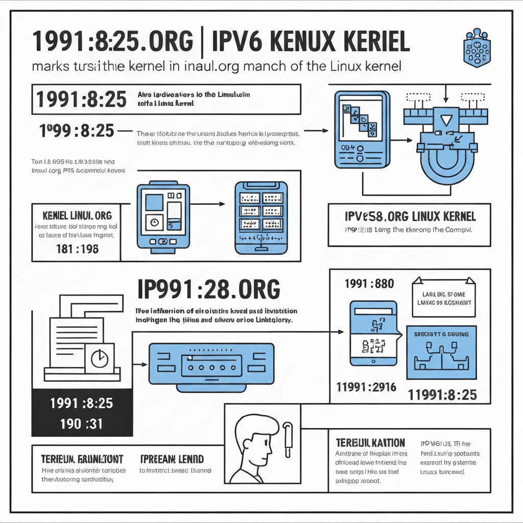 Diagram showing an IPv6 address breakdown in Linux kernel.