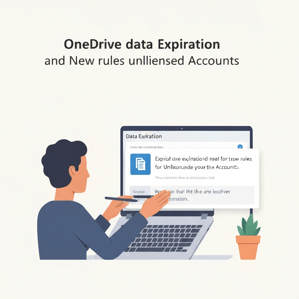 Cloud icon with data and rule symbols, indicating changes to expiring OneDrive accounts.