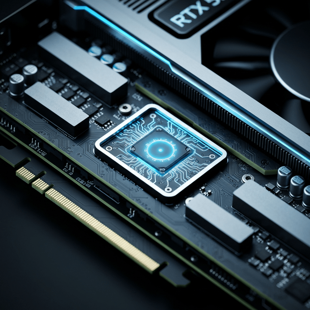 Nvidia RTX 5090 GPU with clock generator