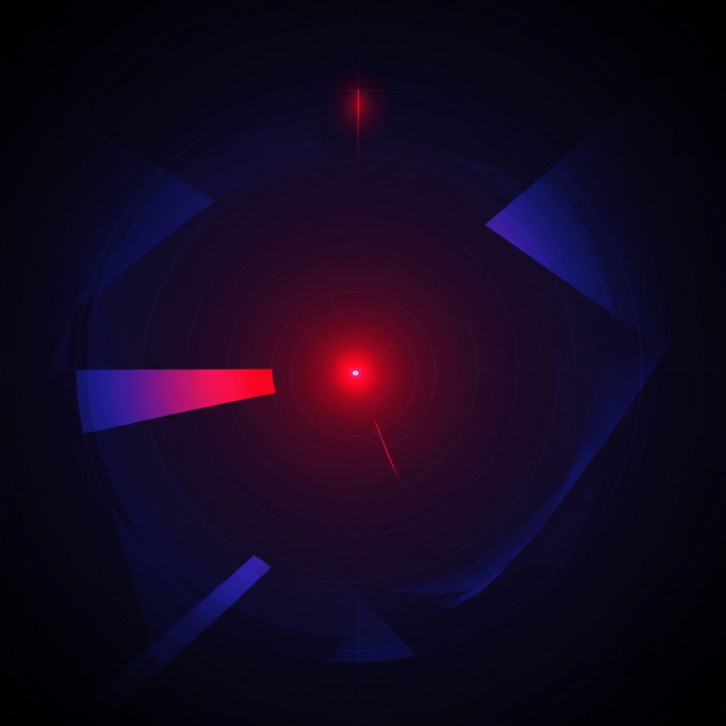 Abstract graphic of a red warning sign with lines, possibly representing a vulnerability.