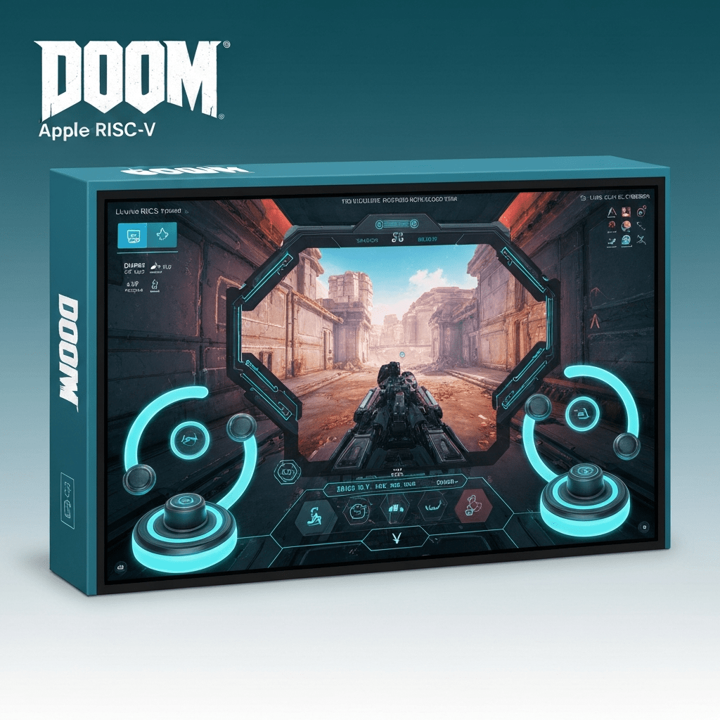 Doom running on RISC-V on Apple Vision Pro headset.