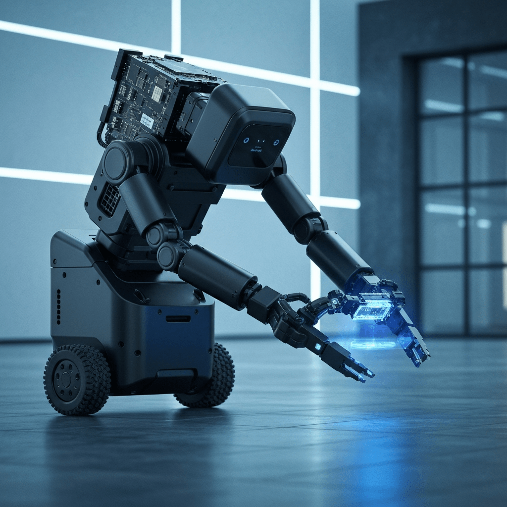 Nvidia chatbot running AI models on a robot in a factory.