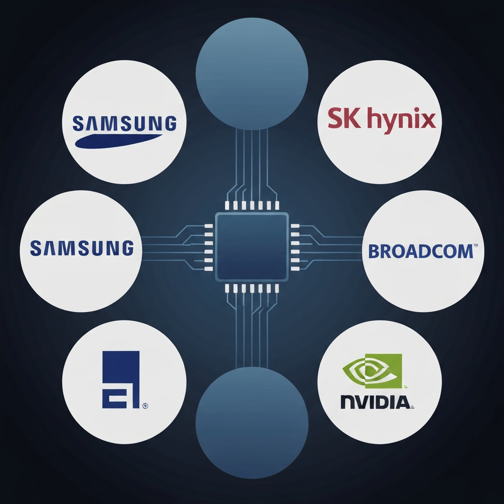 Samsung and SK Hynix sell memory chips to Broadcom and Nvidia.
