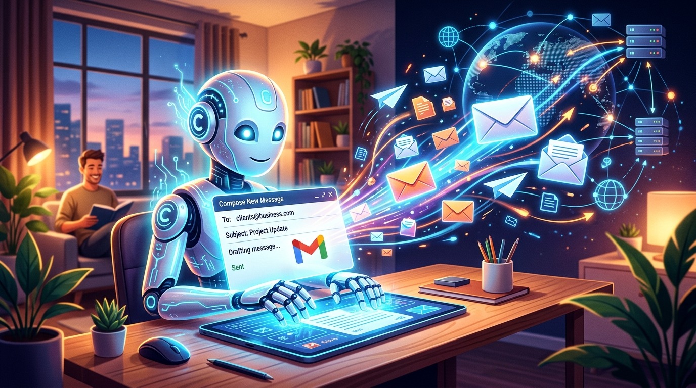 Claude AI sending a Gmail email for autonomous tasks