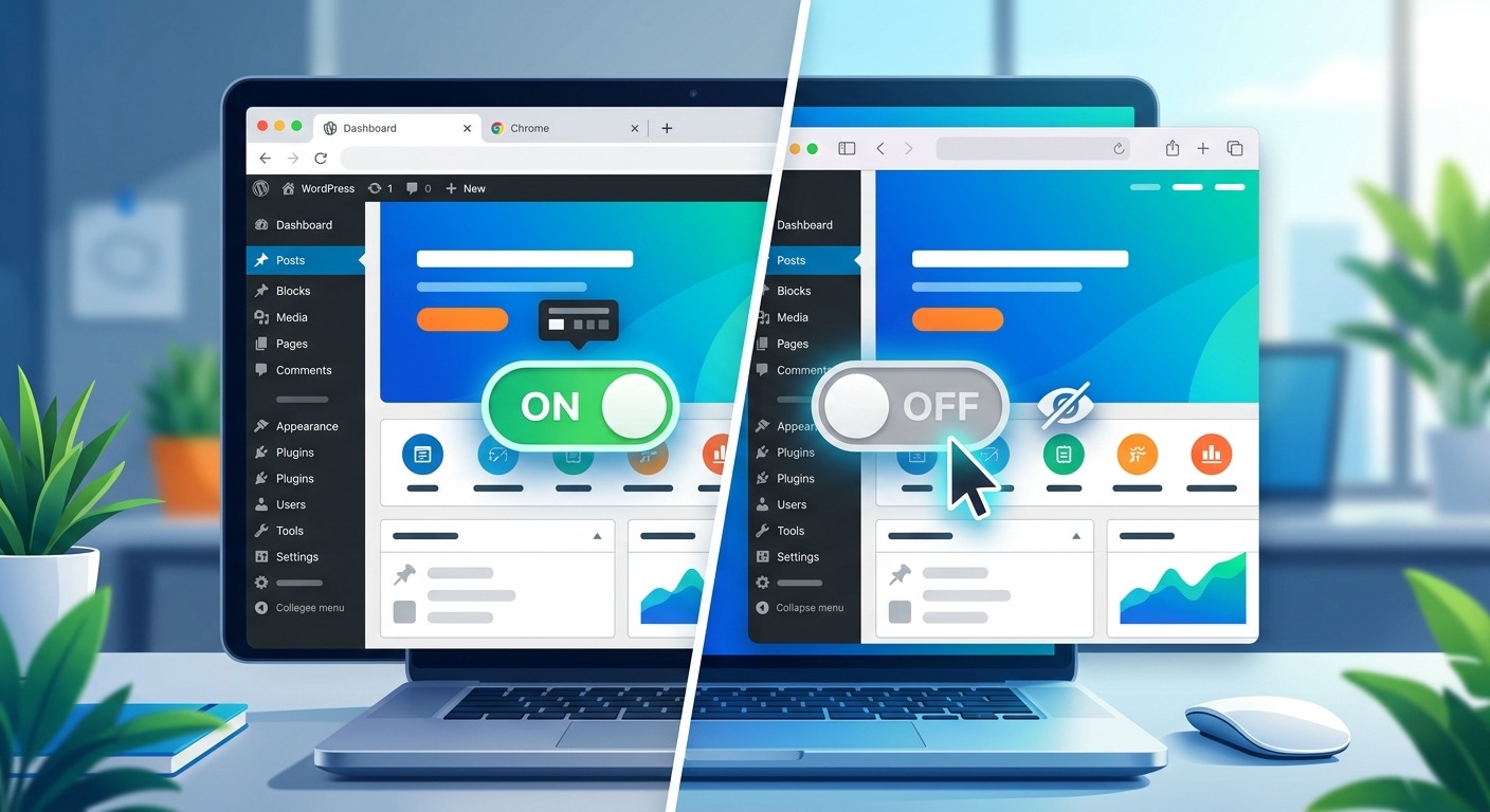 WordPress admin panel extension to hide the admin bar.
