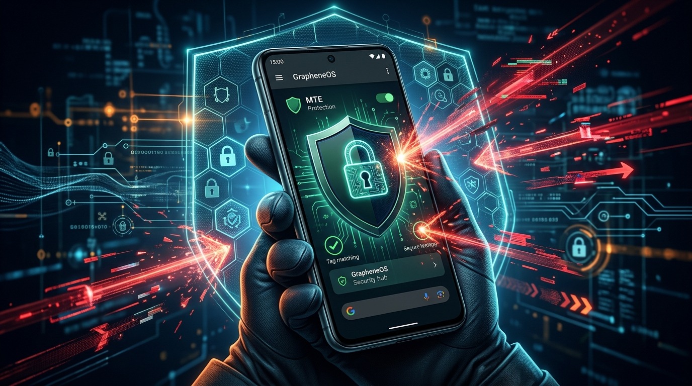 Pixel phone displaying GrapheneOS settings for security.
