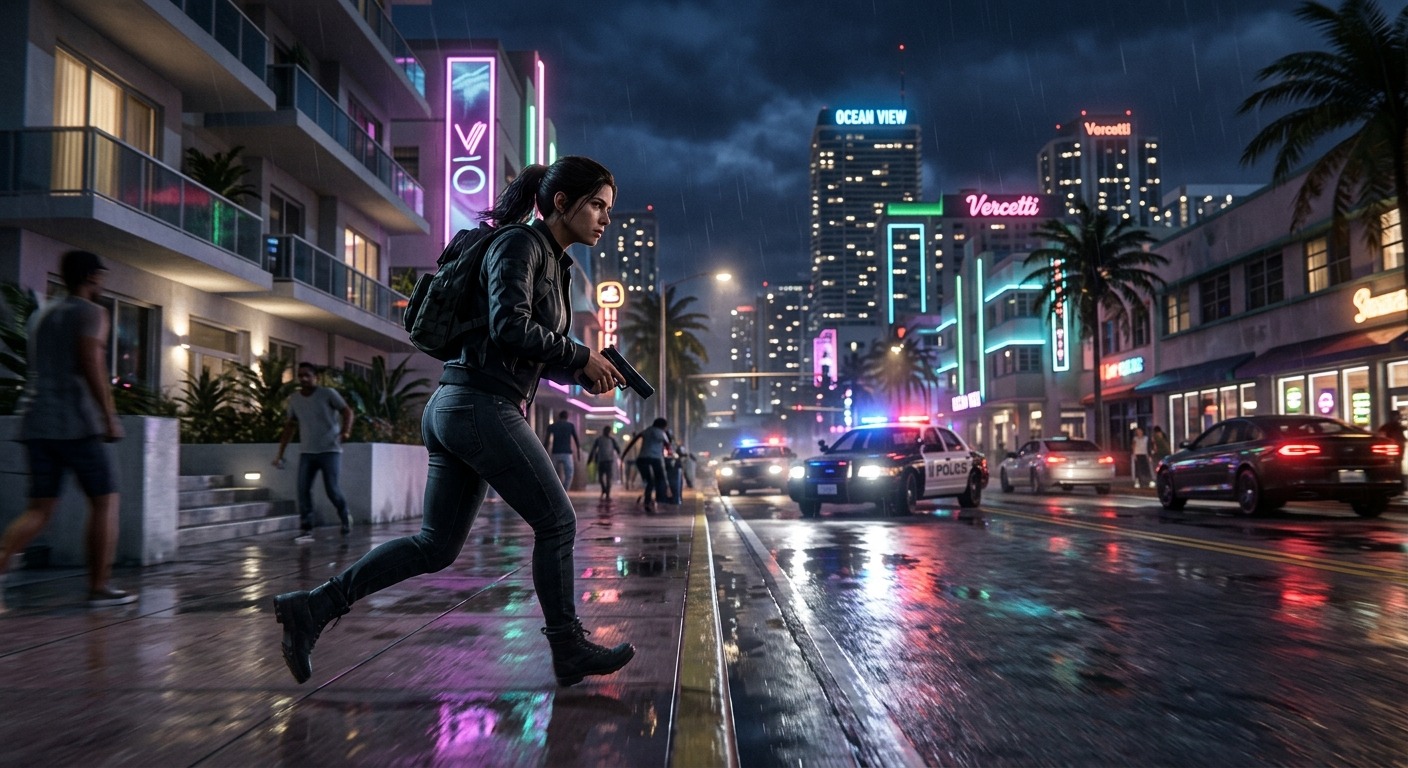 Screenshot of GTA 6 gameplay showing a character driving