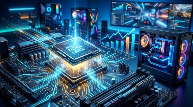 Intel Nova Lake CPU on a desktop motherboard.