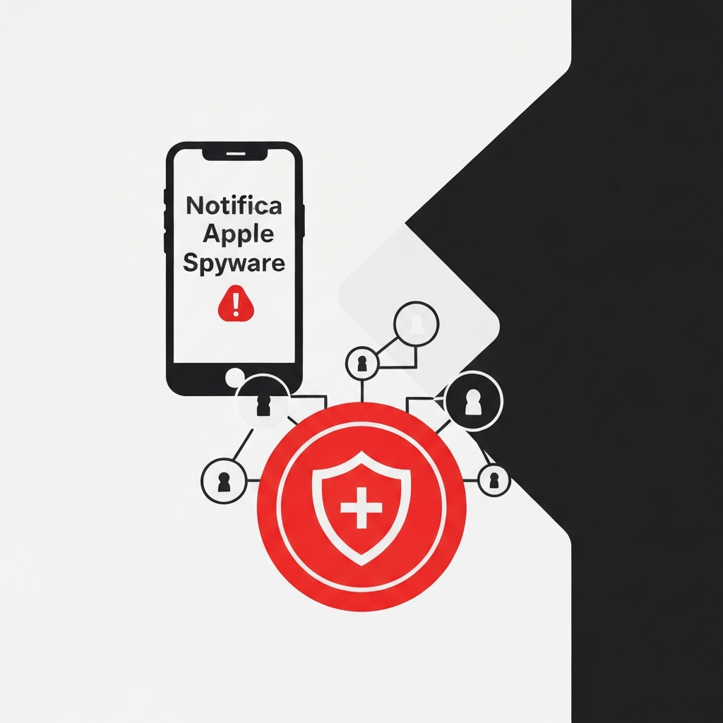Red iPhone notification about a spyware attack.
