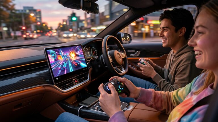 Android Auto allows playing video games in a car.