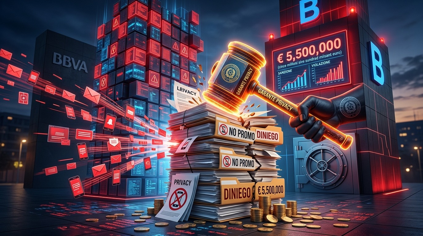 BBVA fined €55 million for sending promotional messages without consent.
