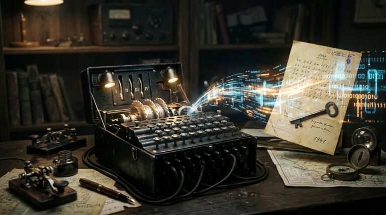 Enigma machine used by Germany in WWII to encrypt messages.