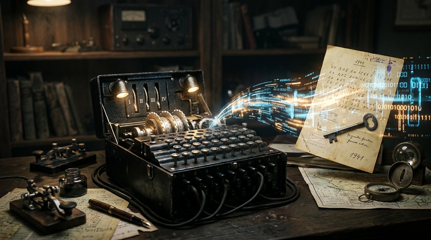 Enigma machine used by Germany in WWII to encrypt messages.