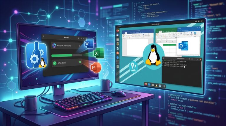 Microsoft 365 Linux installer running on a desktop.