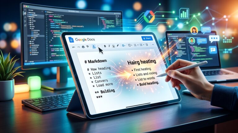 Coding, writing, and data visualization on multiple screens.