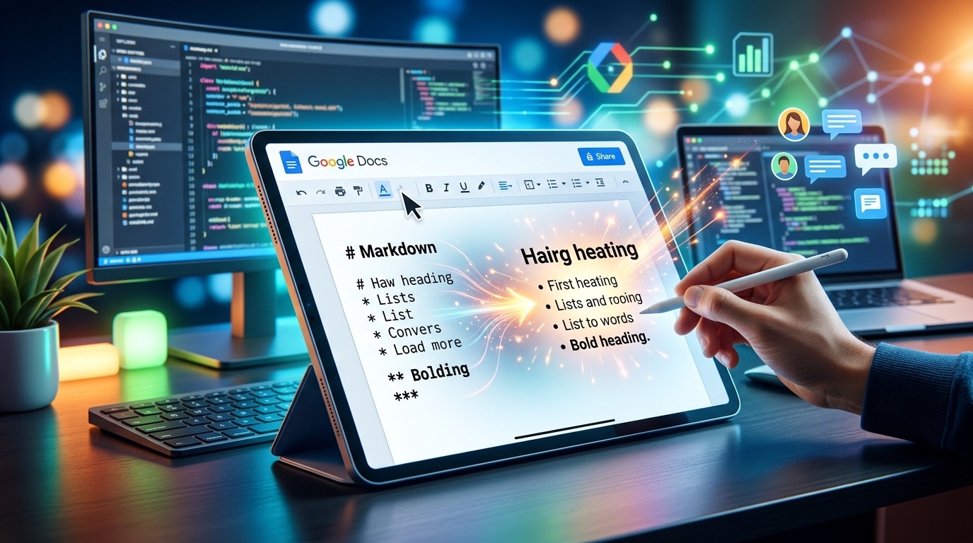 Coding, writing, and data visualization on multiple screens.