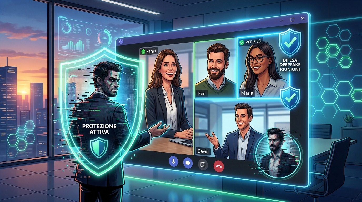 Cybersecurity professionals in remote meeting discussing data protection.