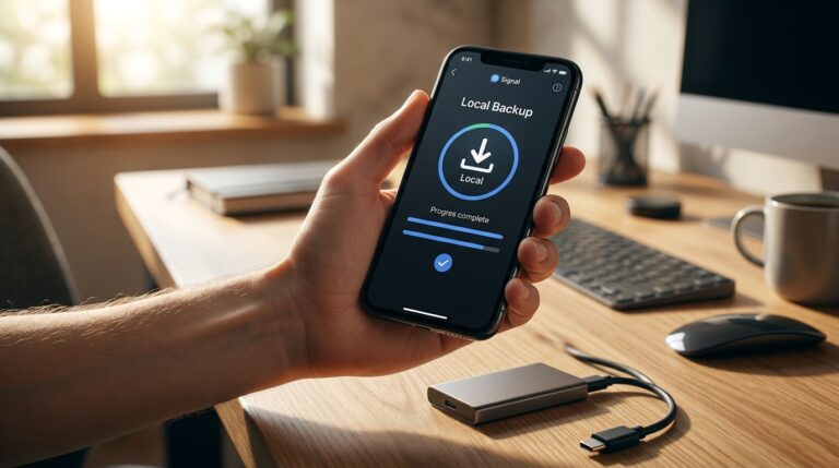 iPhone Signal chat backup to external drive